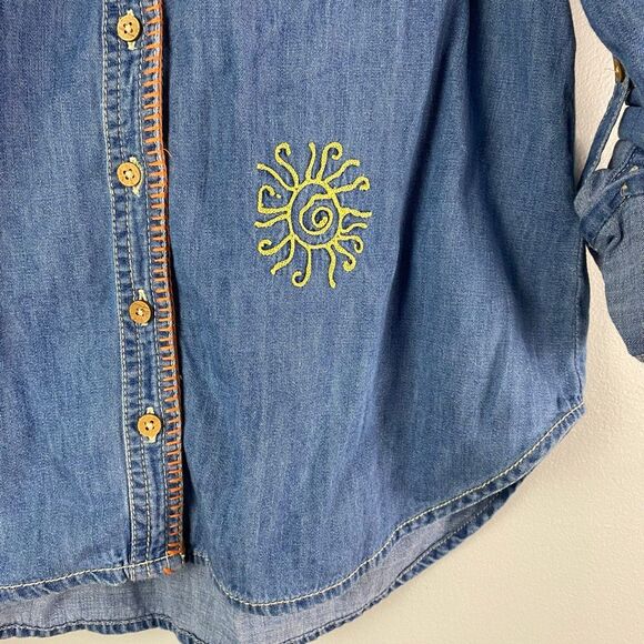 Anthropologie Pilcro Embroidered Icon Long Sleeve Denim top - Picture 7 of 11